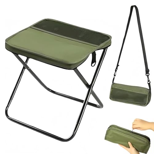CHENRI Portable Stool for Mountaineering & Hiking, 2-in-1 Klapphocker Faltbar mit Tragetasche, Leichter Campinghocker Angelhocker, Tragbarer Hocker für Wandern, Angeln, Outdoor (Grün, L) von CHENRI