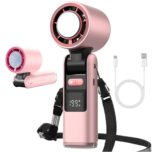CHENRI Tragbarer Multifunktions-Turbo-Eiskühlventilator, Handventilator mit Turbo-Lüfter und Eiskühlung, 199 Stufen Handventilator Aufladbar, Faltbar Ventilator für Reise, Camping und Outdoor (Rosa) CHENRI Tragbarer Multifunktions-Turbo-Eiskühlventilator, Handventilator mit Turbo-Lüfter und Eiskühlung, 199 Stufen Handventilator Aufladbar, Faltbar Ventilator für Reise, Camping und Outdoor (Rosa) von CHENRI