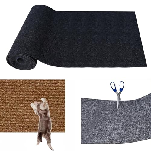 Cat Scratching Mat, Kratzmatte für Katzen, Selbstklebend Kratzmatte Katze, DIY Trimmbarer Teppich Matte Pad Katzenkratzbretter, Katzenteppich für Kratzbaum, Katzenkratzmatte für Katzenwand (Black, L) von CHENRI