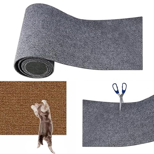 Cat Scratching Mat, Kratzmatte für Katzen, Selbstklebend Kratzmatte Katze, DIY Trimmbarer Teppich Matte Pad Katzenkratzbretter, Katzenteppich für Kratzbaum, Katzenkratzmatte für Katzenwand (Grau, S) von CHENRI