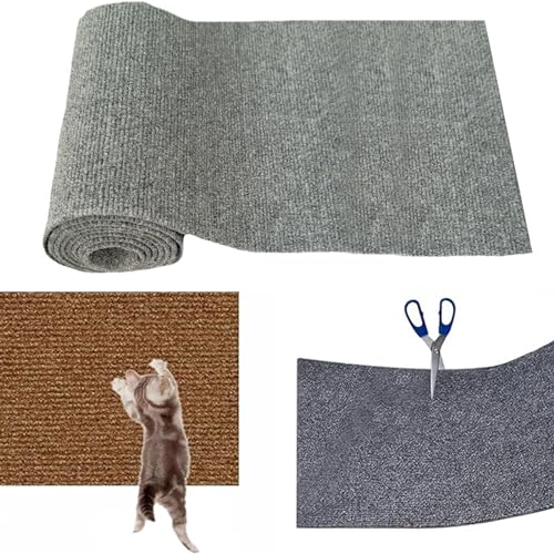 Cat Scratching Mat, Kratzmatte für Katzen, Selbstklebend Kratzmatte Katze, DIY Trimmbarer Teppich Matte Pad Katzenkratzbretter, Katzenteppich für Kratzbaum, Katzenkratzmatte für Katzenwand (H-grau, S) von CHENRI