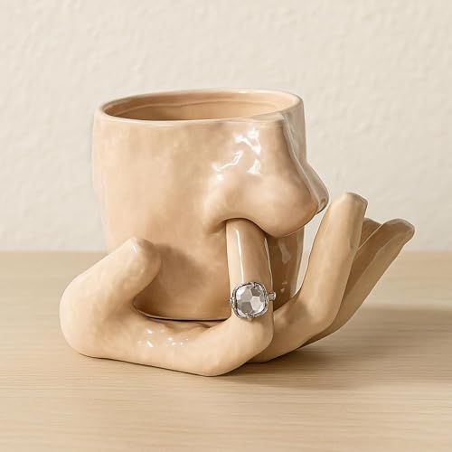 Ceramic Nose Picking Mug, 2 in 1Keramik-Nasenbohr-Becher, Nase Kaffeetasse und Untertasse, Lustige Tasse Geschenk für Familie und Freunde von CHENRI