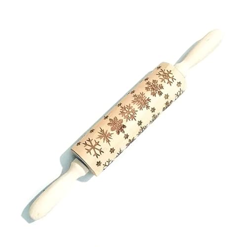 CHENRI Christmas Wooden Rolling Pins, Weihnachten Nudelhölzer Teigroller, 3D Präge Nudelholz Teigroller mit Prägung, Weihnachten DIY geprägtes Nudelholz für Backen von Plätzchen (A) von CHENRI