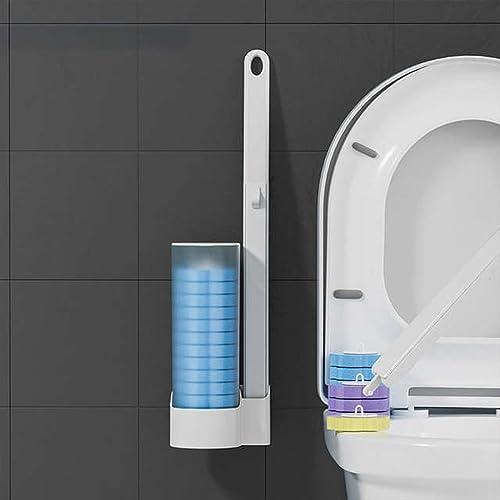 Disposable Toilet Cleaning System, Disposable Replacement Brush, Einweg-Toilettenbürste mit Halter, Toilettenstab-Set, Einweg-Toilettenreinigungssystem, WC-Bürsten für Badezimmerreinigung (Weiß) von CHENRI