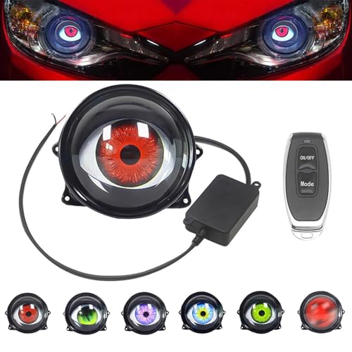 Dynamic Big Eye Lights on Fog Lights with Remote Control, Dynamische LED Augen Scheinwerfer, Dynamische Augen Auto Scheinwerfer mit 6 Einstellbare Augenmuster für Auto Motorrad Dekor (1PC) von CHENRI