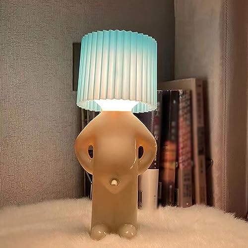 Eine kreative Lampe des kleinen schüchternen Mannes, Lustige LED Tischleuchte, Romantische LED Nachttischlampe Schlafzimmerlampe, Kreative Nachtlicht für Schlafzimmer Wohnzimmer Dekoration (Blau) von CHENRI