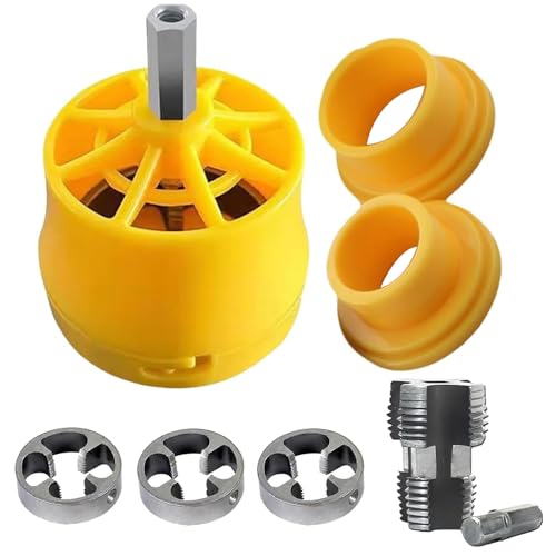 Electric Drill Compatible PVC Pipe Threader Kit with Various Die Sizes, Elektrische Bohrmaschine PVC Gewindemacher Werkzeug, Gewindeschneider Set Mit 1/2 Zoll, 3/4 Zoll & 1 Zoll für PVC-Rohre (Set) von CHENRI