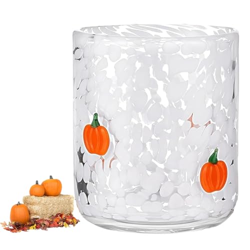 Halloween Icon Juice Glasses, 530ml Halloween-Icon-Saftgläser, Trinkgläser ohne Stiel in Kürbisform, Niedliche Kürbis, Geister, Fledermaus Glasbecher Kaffeetasse Geschenk für Familie und Freunde (B) von CHENRI