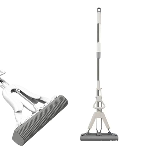 Hand-Washable Collodion Mop, Handwaschbarer Kollodium-Mopp, Schwamm Wischmopp, Schwammwischer mit Teleskopstiel, Saugfähig Schwamm Bodenwischer mit Auswringfunktion für Boden, Fliesen, Bad (34CM) von CHENRI