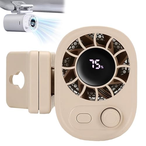 CHENRI Leistungsstarker, über USB wiederaufladbarer Lüfter, 360°Drehbarer 100 Stufen Tragbarer Clip-On-Ventilator Taille-Ventilator, wiederaufladbarer Kühlventilator für Auto, Outdoor (Beige) von CHENRI
