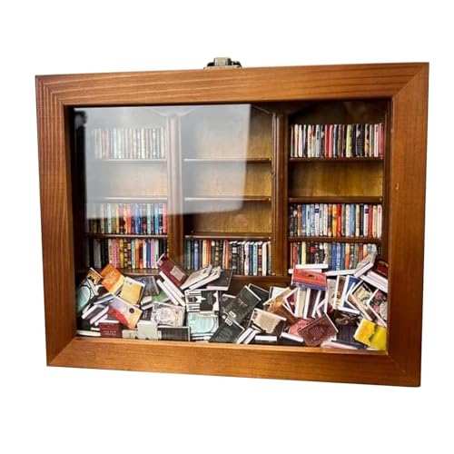 Kreative Dekompressions-Bücherregal-Ornamente, Angst Bücherregal, Shake Away Ihre Angst, Stress Reliever, Miniatur Buch Match Boxen Vitrine Schrank, Holz Bücherregal Geschenke für Buchliebhaber von CHENRI