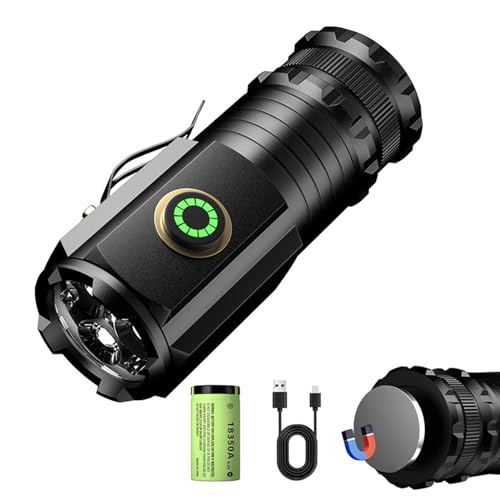 CHENRI Mini Flash Super Power Flashlight, Magnetische Taschenlampe mit dreiäugigem Monster, 5 Modi Extrem Hell LED Aufladbar, Wasserdichte Handlampe Clip für Outdoor(Magnetisch) von CHENRI