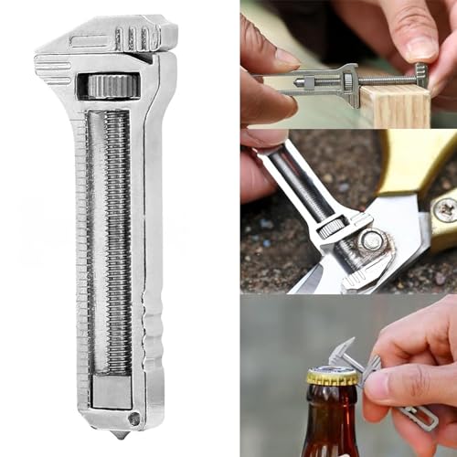 Mini Multitool Wrench - Compact Titanium Multitool, Multitool-Schraubenschlüssel, Verstellbares Multitool, Multifunktionaler Flaschenöffner und Schraubenschlüssel, Tragbare Schlüssel für Reparaturen von CHENRI