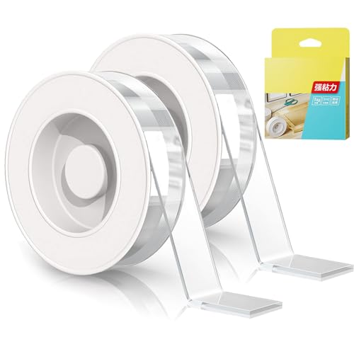 Mixturean Nano Tape, Mixturean Nano-Klebeband, 2M Doppelseitiges Klebeband Extra Stark, Waschbare Wiederverwendbare Nano-Klebebänder, transparentes Klebeband für Poster, Teppiche, Wandbehänge (2) von CHENRI