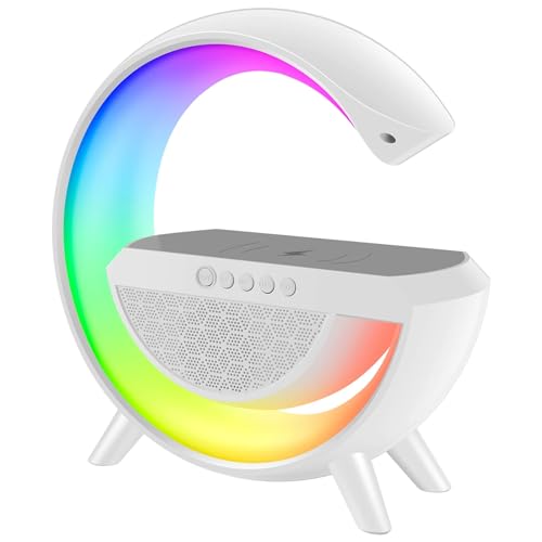 Multifunctional Bluetooth Speaker-Colorful Atmosphere Light Wireless Charging and Clock, LED Nachttischlampe Mit Kabellosem Ladegerät, Bluetooth Lautsprecher, AtmosphäRenlampe Tischlampe (NO Wecker) von CHENRI