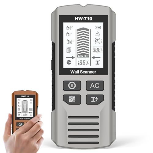 Multifunktionaler Handheld Metall und Wand Detektor, Leitungssucher Ortungsgerät 5 in 1 Wandscanner-Detektor Bolzendetektor mit LCD Anzeige, Multifunktionaler Detektor für Metall, Kabel (Silber) von CHENRI