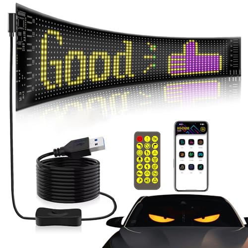 Programmable LED Scrolling Sign, 9.2x37.4cm Led Augen Programmierbares Laufschrift, Superhelle Werbeschilder, LED Anzeigetafel mit App Bluetooth Text Muster Animation für Party, Shop Dekor von CHENRI