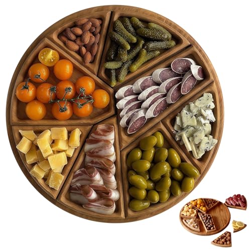 Puzzle Serving Tray Wood Food, Puzzle-Serviertablett aus Holz für Lebensmittel, Lustiges Puzzle Serviertablett, 8-in-1 Runde Obstplatte, Snack-Tabletts für Obst, Nüsse, Haus Dekor von CHENRI