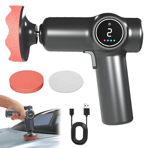 Rechargeable Car Waxing and Polishing Machine, Poliermaschine Auto Akku, 2 variablen Geschwindigkeiten Exzenter Poliermaschine mit 3 Wachspads, Tragbare kabellose Mini Poliermaschine für Autopflege von CHENRI