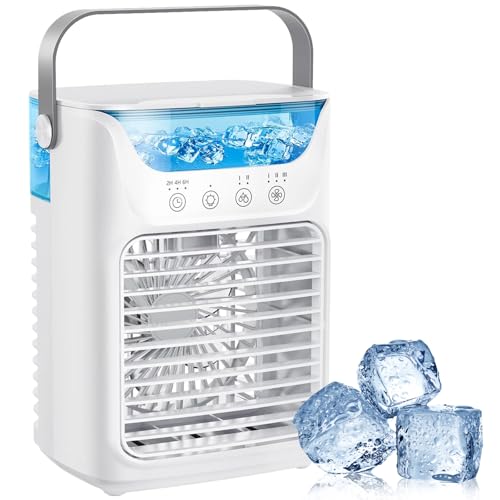 TundraFreeze Portable Ac Unit, TundraFreeze Klimaanlage, 4 in 1 Mini Luftkühler mit 3 Geschwindigkeiten, 7 Farben Nachtlicht, Timer, 700ml Verdunstungskühler Kühlventilator für Zuhause, Büro TundraFreeze Portable Ac Unit, TundraFreeze Klimaanlage, 4 in 1 Mini Luftkühler mit 3 Geschwindigkeiten, 7 Farben Nachtlicht, Timer, 700ml Verdunstungskühler Kühlventilator für Zuhause, Büro von CHENRI
