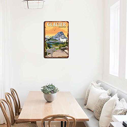 CHENRUIHUAFACAI Glacier National Park Posterdruck, Kunst, Glacier National Park, Blechschild, tolles Werkzeugschild für die Garage oder Geschäft, 20,3 x 30,5 cm von CHENRUIHUAFACAI