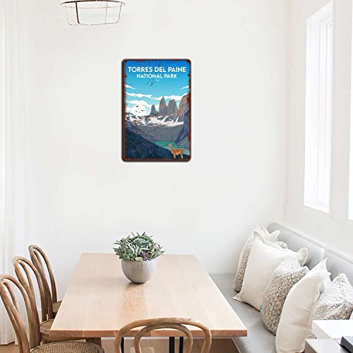 CHENRUIHUAFACAI Torres Del Paine Chile Print National Park Poster Blechschild für Haus und Garage, Wanddekoration, 20,3 x 30,5 cm von CHENRUIHUAFACAI