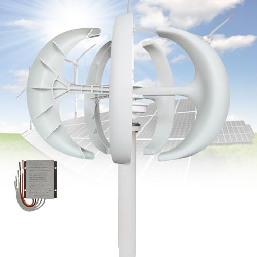 16000 W 12 V 24 V 48 V Windturbinengenerator, 5-Blatt-Windturbinengenerator-Kit mit vertikaler Achse für den Einsatz mit Hybrid-Straßenlaternen zu Hause, Generador Eolico(White,48V) von CHENWY