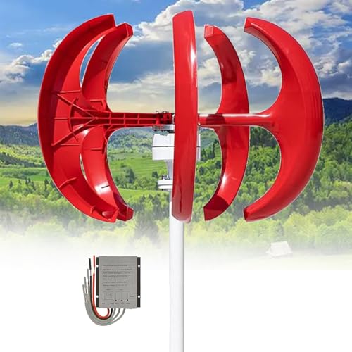 16000-W-Windturbinengenerator, 5-Blatt-12-V-24-V-48-V-Windturbinengenerator-Kit mit vertikaler Achse für den Einsatz mit Hybrid-Straßenlaternen im Heimbereich, elektromagnetische(Red,12V) von CHENWY