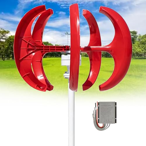 16000W Windturbinengenerator, Windkraftsystem mit horizontaler Achse, 12V/24V/48V Ausgang, kleine Windturbine, niedrige Startwindgeschwindigkeit, geeignet für netzunabhängige(Red,24V) von CHENWY