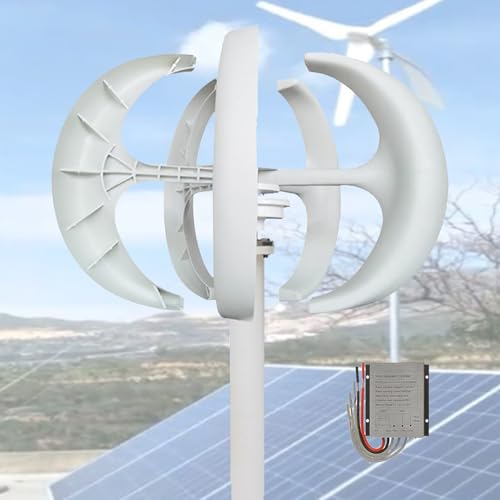 Windturbinengenerator-Kit, 16000 W, DC 12 V, 24 V, 48 V, vertikale Windturbine, Stromerzeugungsausrüstung, horizontales Windkraftgenerator-Kit, Stromergänzung(White,12V) von CHENWY