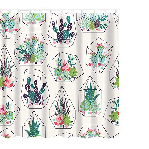 Litthing Duschvorhang 180x180 Anti-Schimmel und Wasserabweisend Shower Curtain mit 12 Duschvorhangringen 3D Digitaldruck Grüne Pflanze mit lebendigen Farben (6) von Litthing