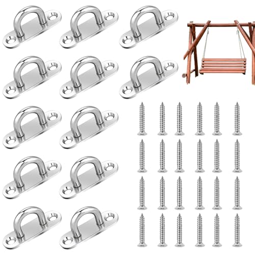 CHENYUOUYANG 12 Stück Edelstahl-Ösenplatte, strapazierfähig, U-förmige Deckenhaken, strapazierfähig, mit Schrauben, Wandhalterung, Marine-Hardware-Haken zum Aufhängen von Seilschlaufe, Sandsack, Lampe von CHENYUOUYANG