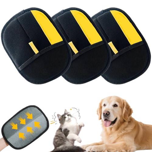 Elektrostatischer Tierhaarentferner-Handschuh, Tierhaarentfernungshandschuh, Haustierhaarentfernungswerkzeug, gelb, doppelseitig, Katzenpflege-Handschuhe, elektrostatische Fellpflege-Handschuhe für von CHENYUOUYANG