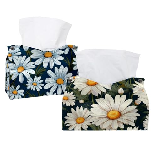 2 Stück Daisy Taschentuchbox Abdeckung Leder Gesichtstücher Spender Box Halter für Kommode Badezimmer Dekorativ 2 Stück Daisy Taschentuchbox Abdeckung Leder Gesichtstücher Spender Box Halter für Kommode Badezimmer Dekorativ von CHENZZZZ