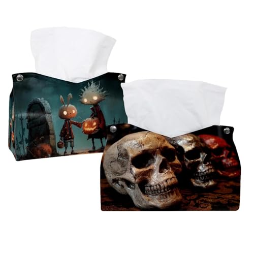 2 Stück Halloween Scarry Skulls Taschentuchbox-Abdeckung, dekorativer Taschentuchboxspender für Badezimmer, Salons, Büro, Schlafzimmer, Kommode, Schminktisch, Nachttisch, Auto und Schreibtisch 2 Stück Halloween Scarry Skulls Taschentuchbox-Abdeckung, dekorativer Taschentuchboxspender für Badezimmer, Salons, Büro, Schlafzimmer, Kommode, Schminktisch, Nachttisch, Auto und Schreibtisch von CHENZZZZ