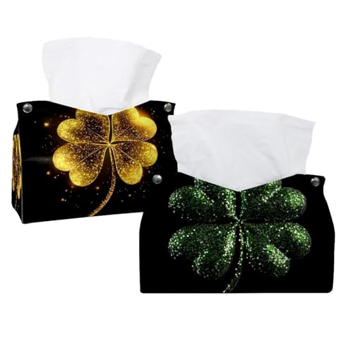 2 Stück Happy Patrick's Day (3) Taschentuchbox-Abdeckung, Leder, Gesichtstuchspender, Box Halter für Kommode, Badezimmer, dekorativ von CHENZZZZ