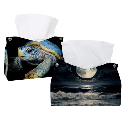 2 Stück Sea Ocean Moon Taschentuchbox-Abdeckung, Gesichtstücherhalter, Aufbewahrung für Badezimmer, Schminktisch, Kommoden, Nachttisch, Salons und Büros 2 Stück Sea Ocean Moon Taschentuchbox-Abdeckung, Gesichtstücherhalter, Aufbewahrung für Badezimmer, Schminktisch, Kommoden, Nachttisch, Salons und Büros von CHENZZZZ