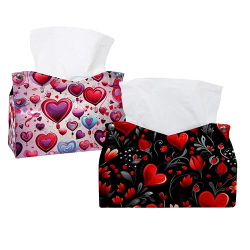 2 Stück Valentinstag Liebe Herz Taschentuchbox Abdeckung Leder Gesichtstücher Spender Box Halter für Kommode Badezimmer Dekorativ 2 Stück Valentinstag Liebe Herz Taschentuchbox Abdeckung Leder Gesichtstücher Spender Box Halter für Kommode Badezimmer Dekorativ von CHENZZZZ