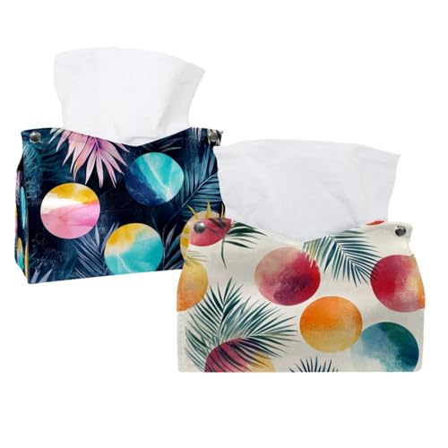 2 Stück abstrakte Sommer-geometrische nahtlose Patte Taschentuchbox Abdeckung Leder Gesichtstücher Spender Box Halter für Kommode Badezimmer dekorativ von CHENZZZZ