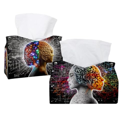 2 Stück mathematische Technik Gehirn Taschentuchbox Abdeckung Leder Gesichtstücher Spender Box Halter für Kommode Badezimmer dekorativ 2 Stück mathematische Technik Gehirn Taschentuchbox Abdeckung Leder Gesichtstücher Spender Box Halter für Kommode Badezimmer dekorativ von CHENZZZZ