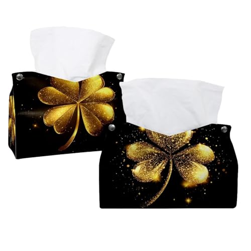 2 x Set goldenes Kleeblatt (1) Taschentuchhalter, 19 x 12,7 x 15 cm von CHENZZZZ