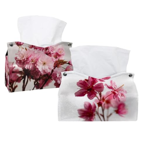 2 x Taschentuchhalter, rosa Blumen auf weißem Hintergrund, 19 x 12,7 x 15 cm 2 x Taschentuchhalter, rosa Blumen auf weißem Hintergrund, 19 x 12,7 x 15 cm von CHENZZZZ