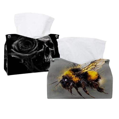 Bee Taschentuchbox-Abdeckung, Leder, Taschentuchhalter, Gesichtstücheretui, Papier-Organizer für Badezimmer, Waschtisch, Arbeitsplatte, Auto, 2 Stück Bee Taschentuchbox-Abdeckung, Leder, Taschentuchhalter, Gesichtstücheretui, Papier-Organizer für Badezimmer, Waschtisch, Arbeitsplatte, Auto, 2 Stück von CHENZZZZ