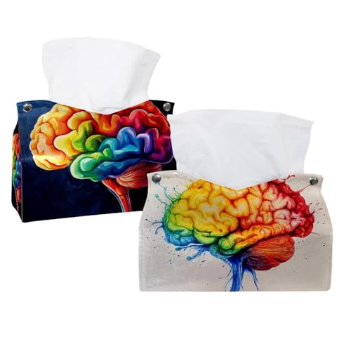 Bunte Taschentuchbox-Abdeckung, modernes Design, dekorativer Halter für Badezimmer, Schminktisch, Nachttisch, Schreibtisch und Auto, 2 Stück Bunte Taschentuchbox-Abdeckung, modernes Design, dekorativer Halter für Badezimmer, Schminktisch, Nachttisch, Schreibtisch und Auto, 2 Stück von CHENZZZZ