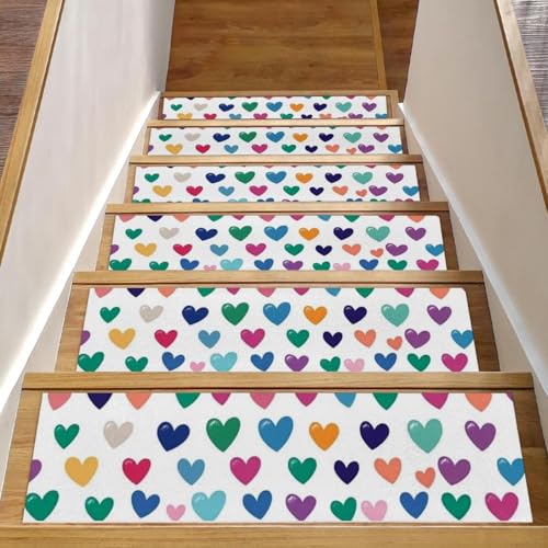 CHENZZZZ 15 Herzen Treppenstufen-Teppich, rutschfest, Sicherheitsläufer für Holzstufen, Innenbereich, widerstandsfähige Matte für Kinder und Hunde CHENZZZZ 15 Herzen Treppenstufen-Teppich, rutschfest, Sicherheitsläufer für Holzstufen, Innenbereich, widerstandsfähige Matte für Kinder und Hunde von CHENZZZZ