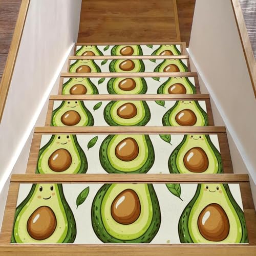 CHENZZZZ 15 niedliche Avocados Stufenmatten Teppich, rutschfest, Sicherheitsläufer für Holzstufen, Innenbereich, widerstandsfähige Matte für Kinder und Hunde CHENZZZZ 15 niedliche Avocados Stufenmatten Teppich, rutschfest, Sicherheitsläufer für Holzstufen, Innenbereich, widerstandsfähige Matte für Kinder und Hunde von CHENZZZZ