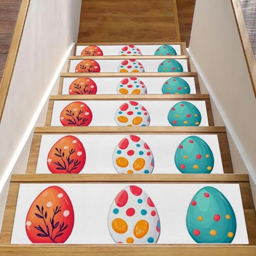 CHENZZZZ Bunte Ostereier und Blumen, rutschfest, 20,3 x 76,2 cm, Treppenläufer für Holzstufen im Innenbereich, widerstandsfähiger Treppenläufer mit wiederverwendbarer, rückstandsfreier Matte für CHENZZZZ Bunte Ostereier und Blumen, rutschfest, 20,3 x 76,2 cm, Treppenläufer für Holzstufen im Innenbereich, widerstandsfähiger Treppenläufer mit wiederverwendbarer, rückstandsfreier Matte für von CHENZZZZ