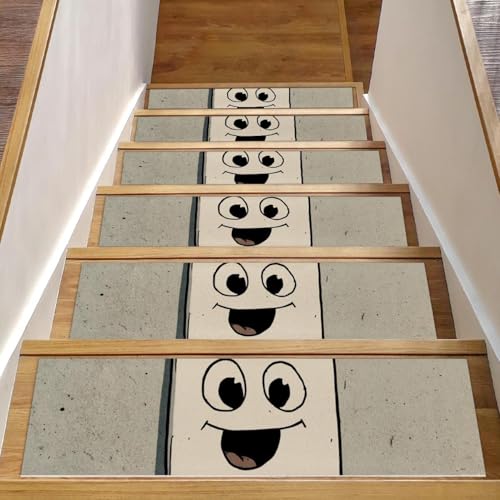 CHENZZZZ Cartoon-Sockel-Schild (2) Stufenmatten für Holzstufen, 20,3 x 76,2 cm, rutschfester Teppich, Treppenstufen, waschbar, Treppenläufer, Teppiche für Kinder, ältere Hunde, 15 Stück von CHENZZZZ