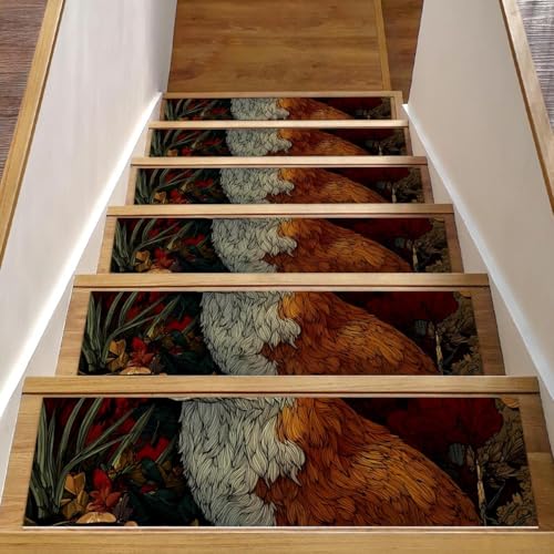CHENZZZZ Forest Fox Herbst-Treppenstufenmatte, rutschfest, 76,2 x 20,3 cm, Indoor-Treppenläufer für Holzstufen, Treppenläufer für Kinder und Hunde von CHENZZZZ