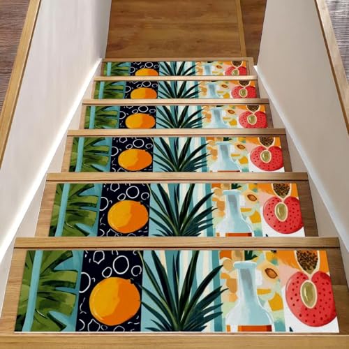 CHENZZZZ Niedliche Stufenmatten für Holzstufen, gerahmt, Blumenvase, 5 Stück, 20,3 x 76,2 cm, rutschfest, waschbar, Treppenläufer für Kinder, ältere Hunde, 15 Stück von CHENZZZZ